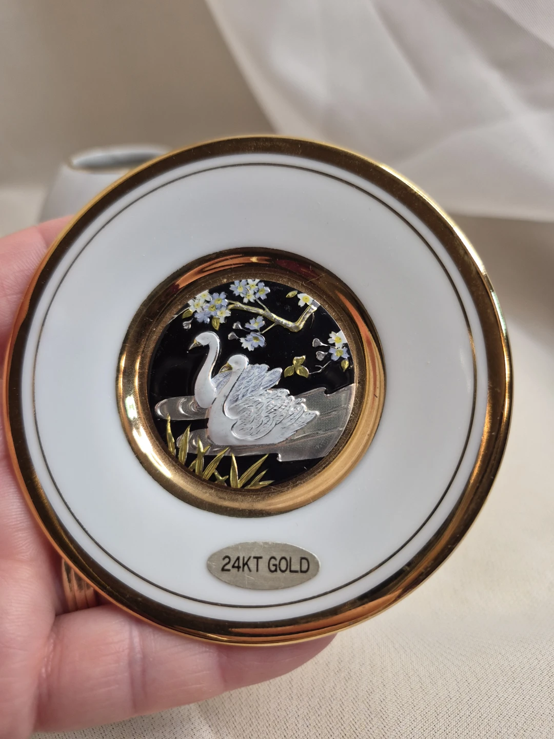 Art of Chokin Porcelain Vase & Plate Set 24kt Gold Edge... - photo 5