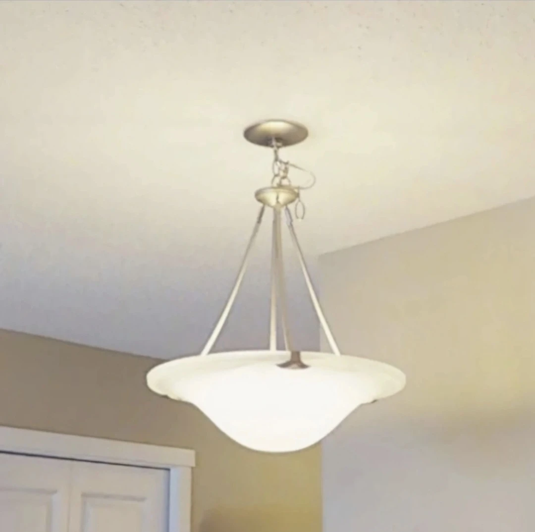 Satin Nickel Pendant Light Fixture with Frosted Glass Shade
