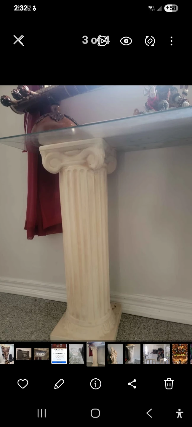 Console Table with Column Base and Glass Top