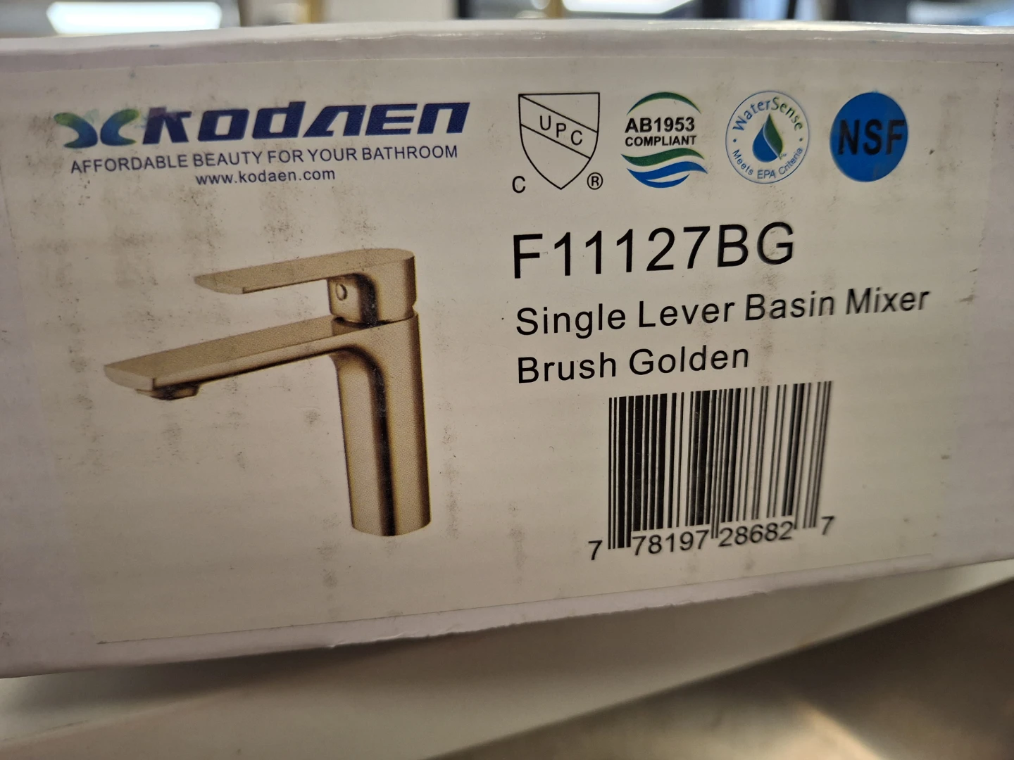 Kodaen F11127BG Single Lever Basin Mixer Faucet - Brush Golden