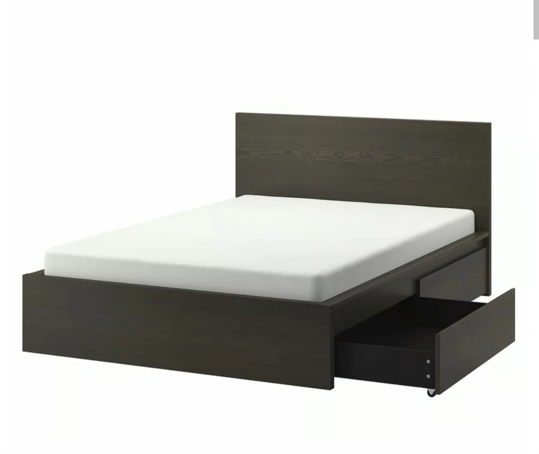 IKEA MALM Bed Frame with 2 Drawers and mattress - King Size