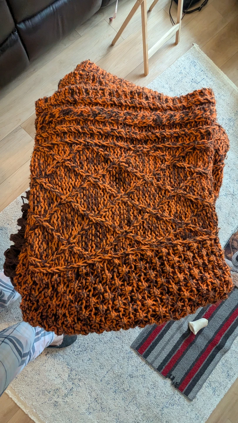 Hand-Knitted Chunky Afghan - photo 2