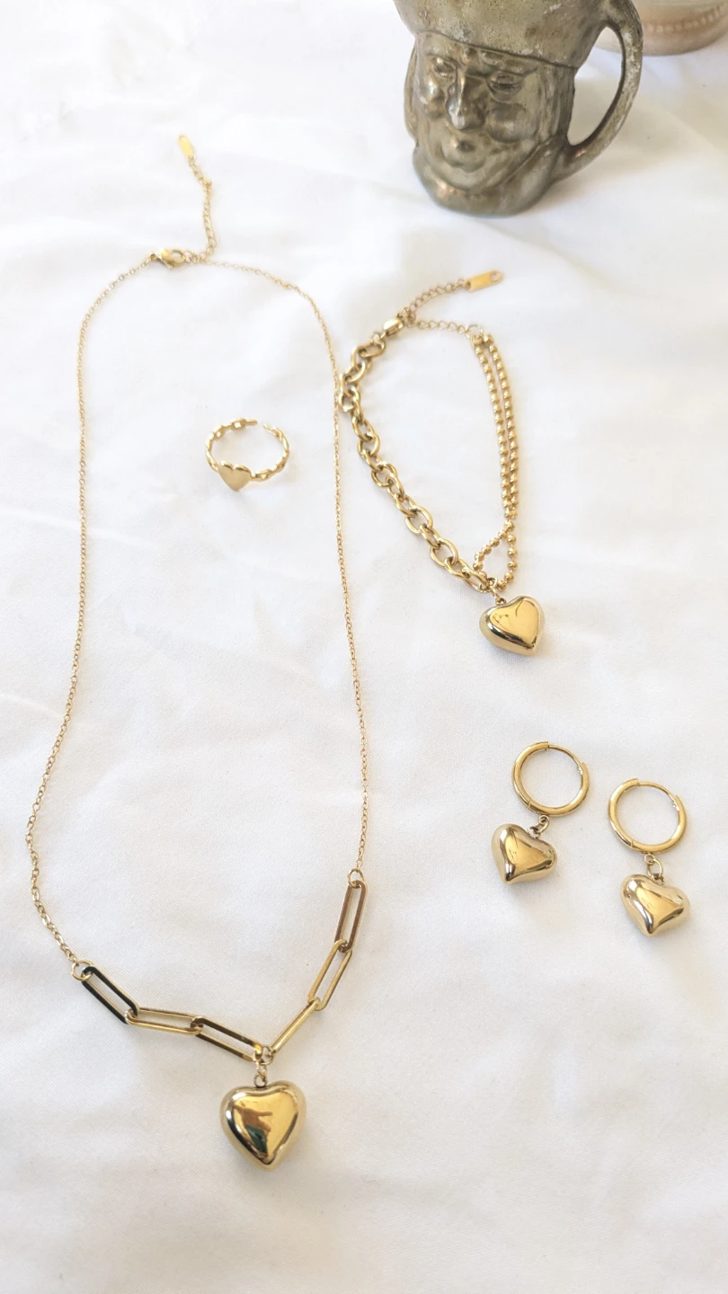 Chunky Heart 18k gold plated 4-piece Tarnish-free Jewelry set 🌷 - photo 3