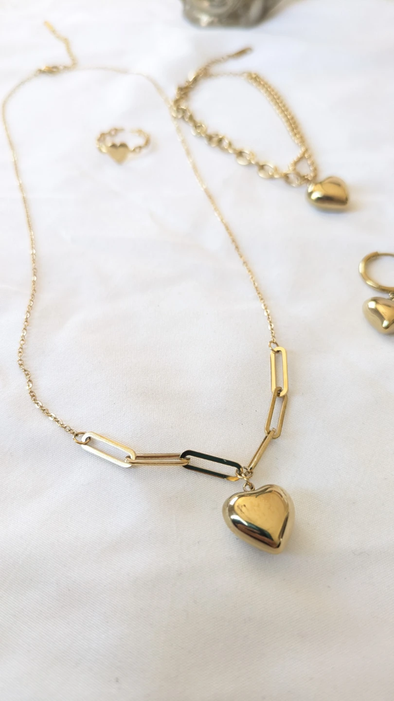 Chunky Heart 18k gold plated 4-piece Tarnish-free Jewelry set 🌷 - photo 4
