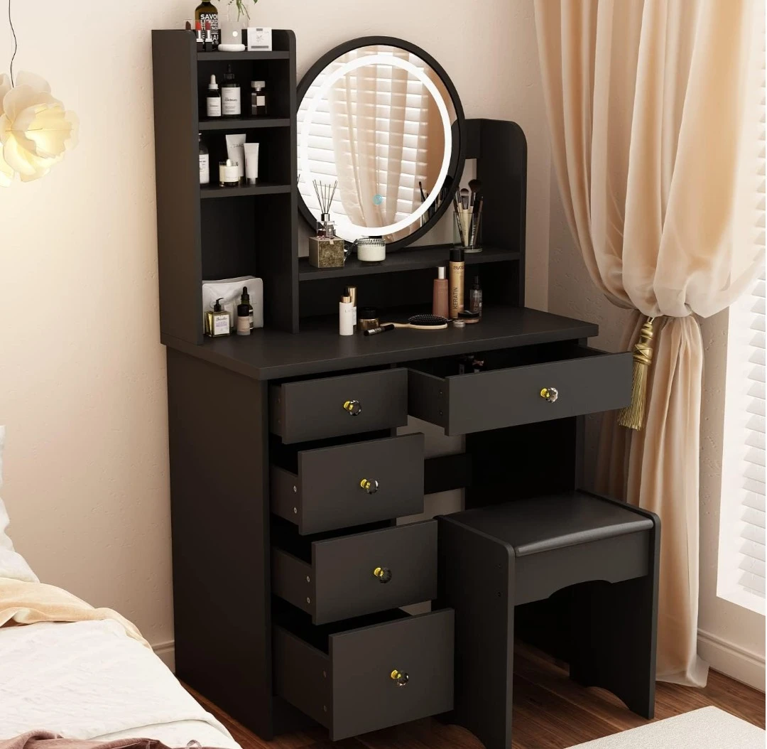 Brand new Black vanity LED mirror stool missing one piece