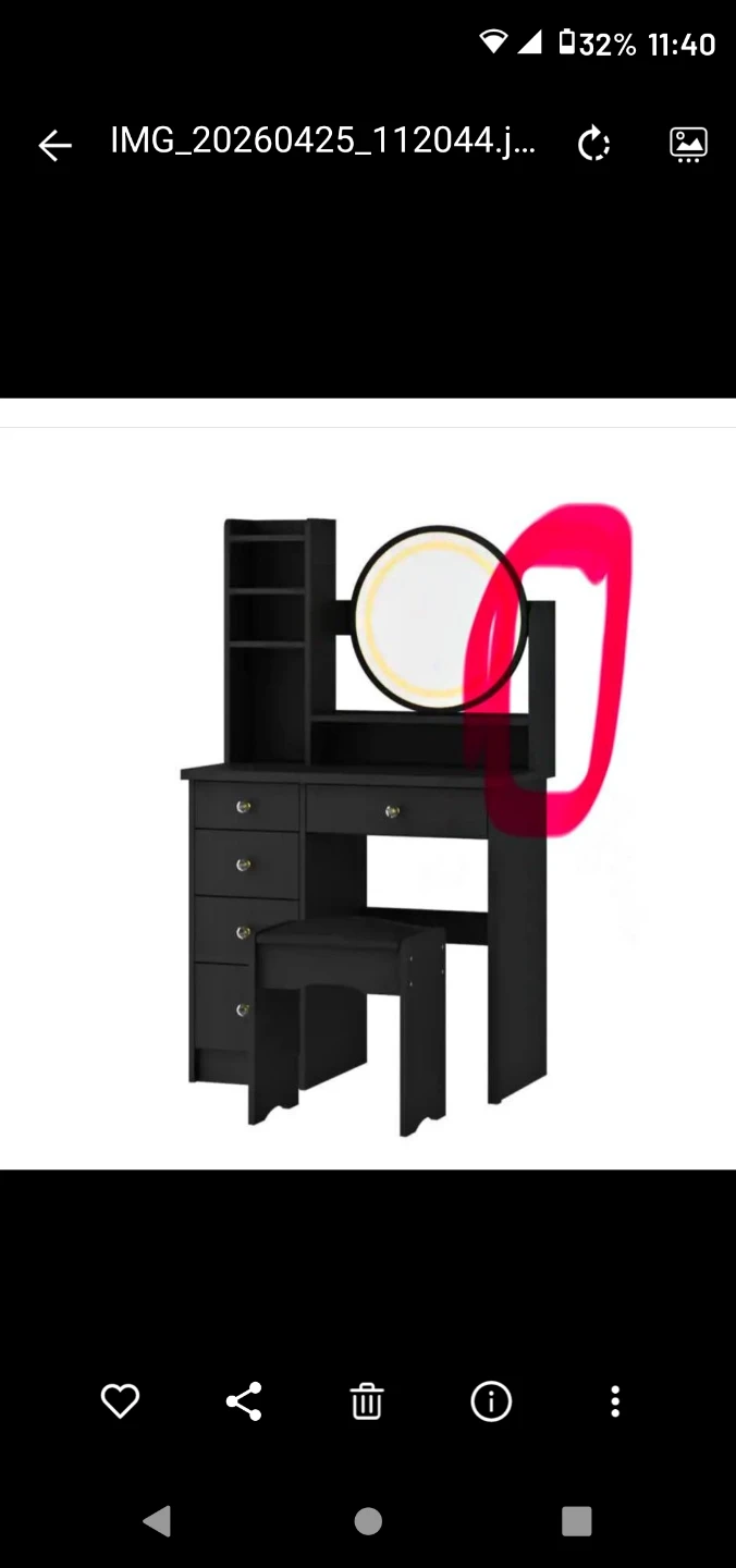 Brand new Black vanity LED mirror stool missing one piece - photo 4