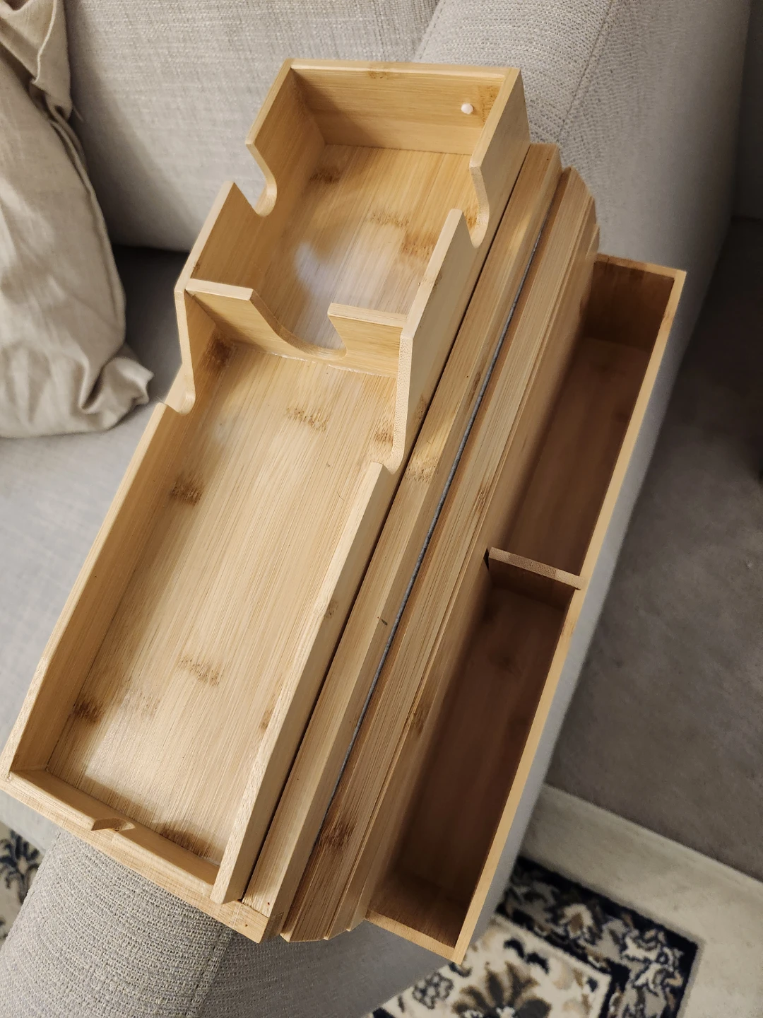 Bamboo Couch Tray Organizer - photo 3