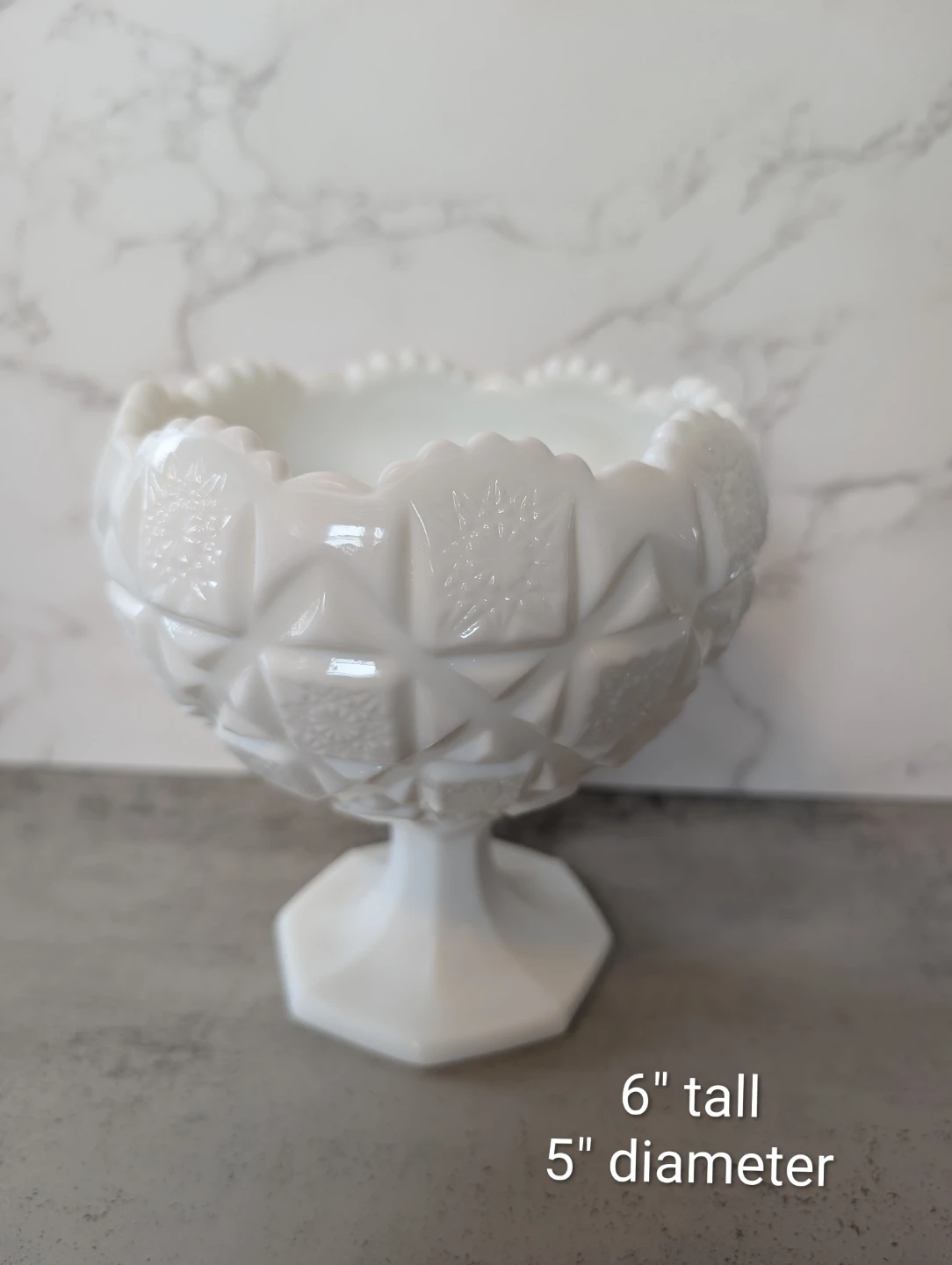 Vintage Westmoreland milk glass old quilt footed trinket dish