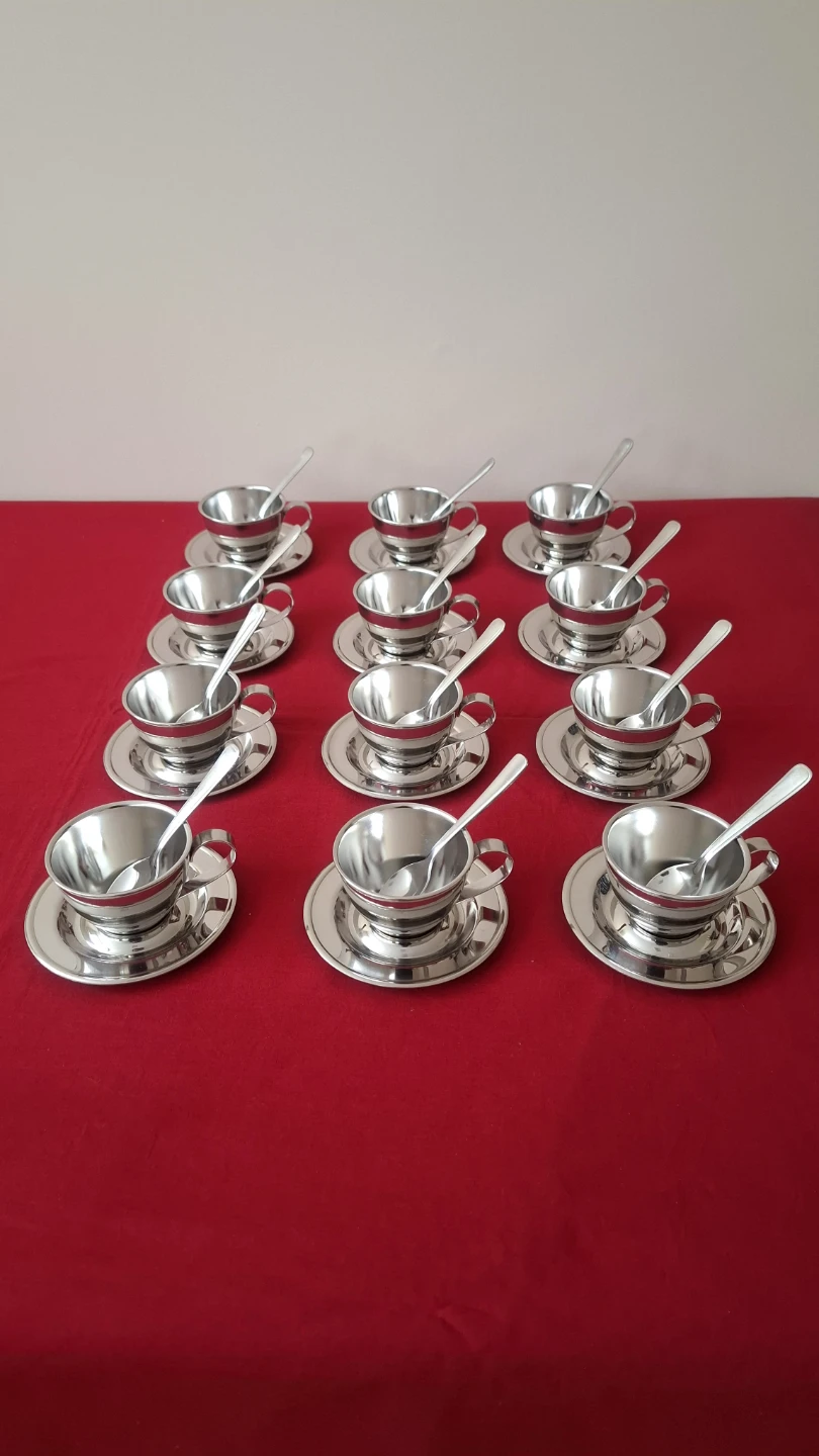 Vintage Italian Nanni P&B Stainless Steel Espresso Set - photo 4