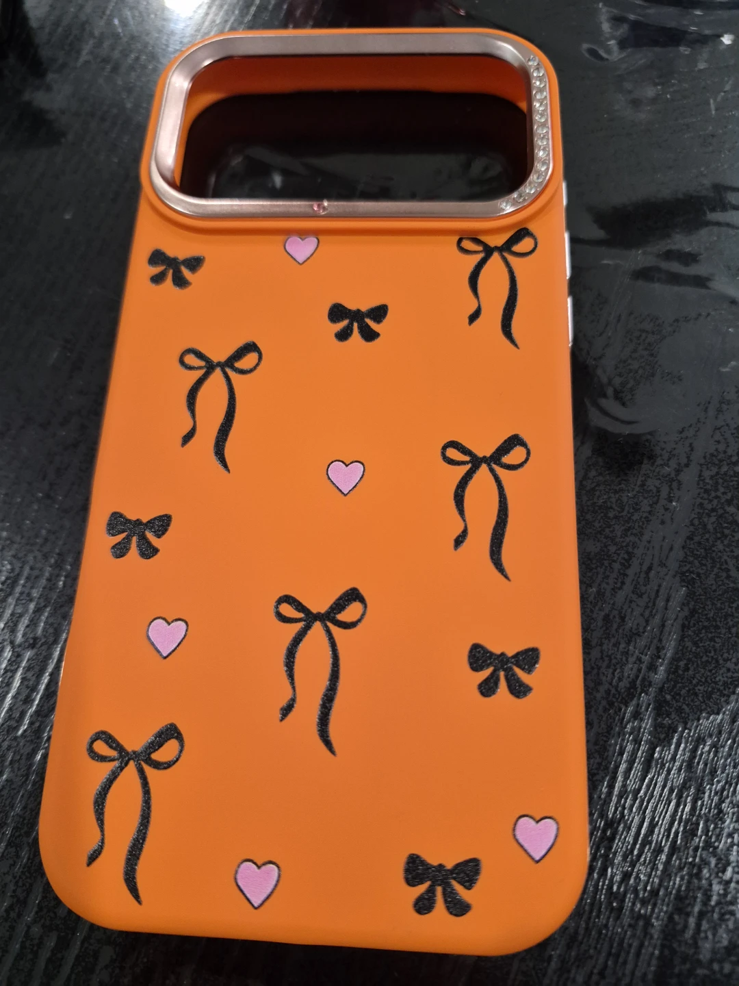 Orange Phone Case with Bows and Hearts