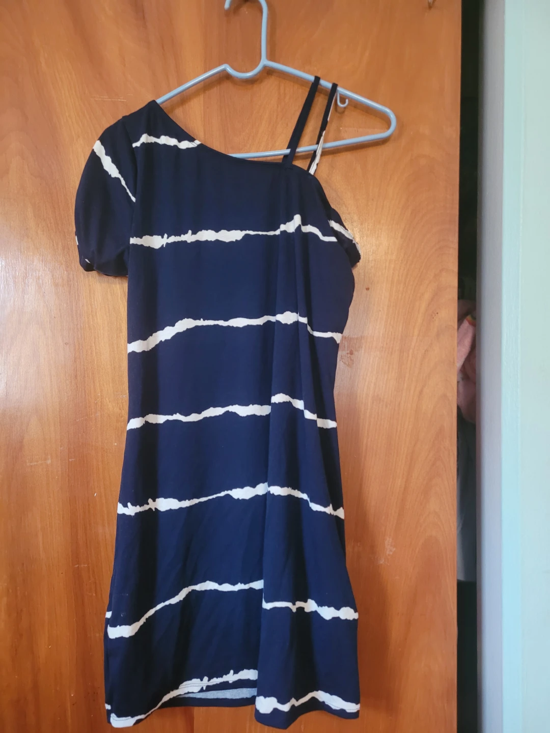 SHEIN Blue and White Striped One Shoulder Dress - photo 2