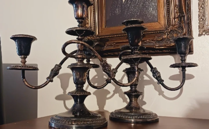 Set of Antique Art Nouveau Candelabras Candlesticks Centerpieces - photo 4