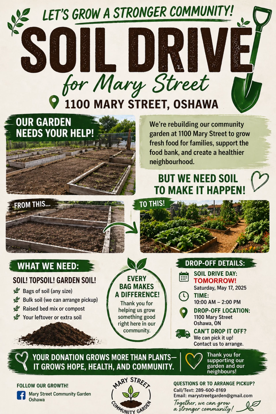 Soil Drive for Mary Street Community Garden Oshawa