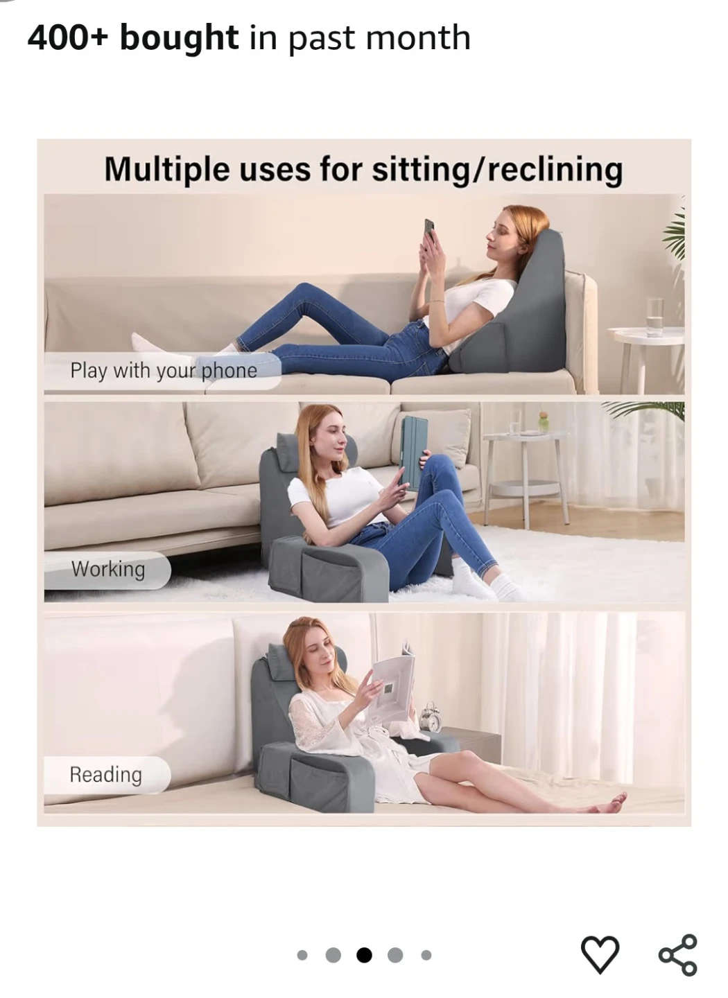 ENITYA Reading Pillow for Bed Sitting Adult Backrest Cushion - photo 5
