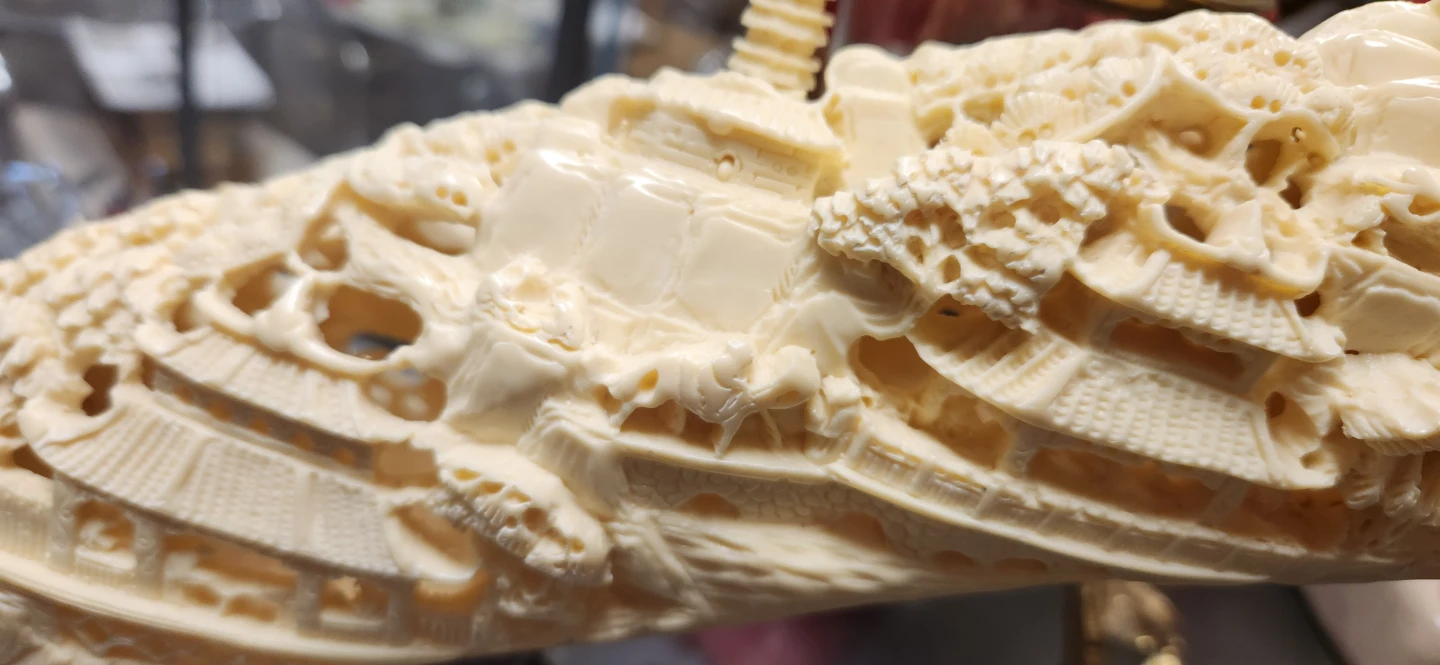 Carved Ivory Tusk Sculpture - photo 3