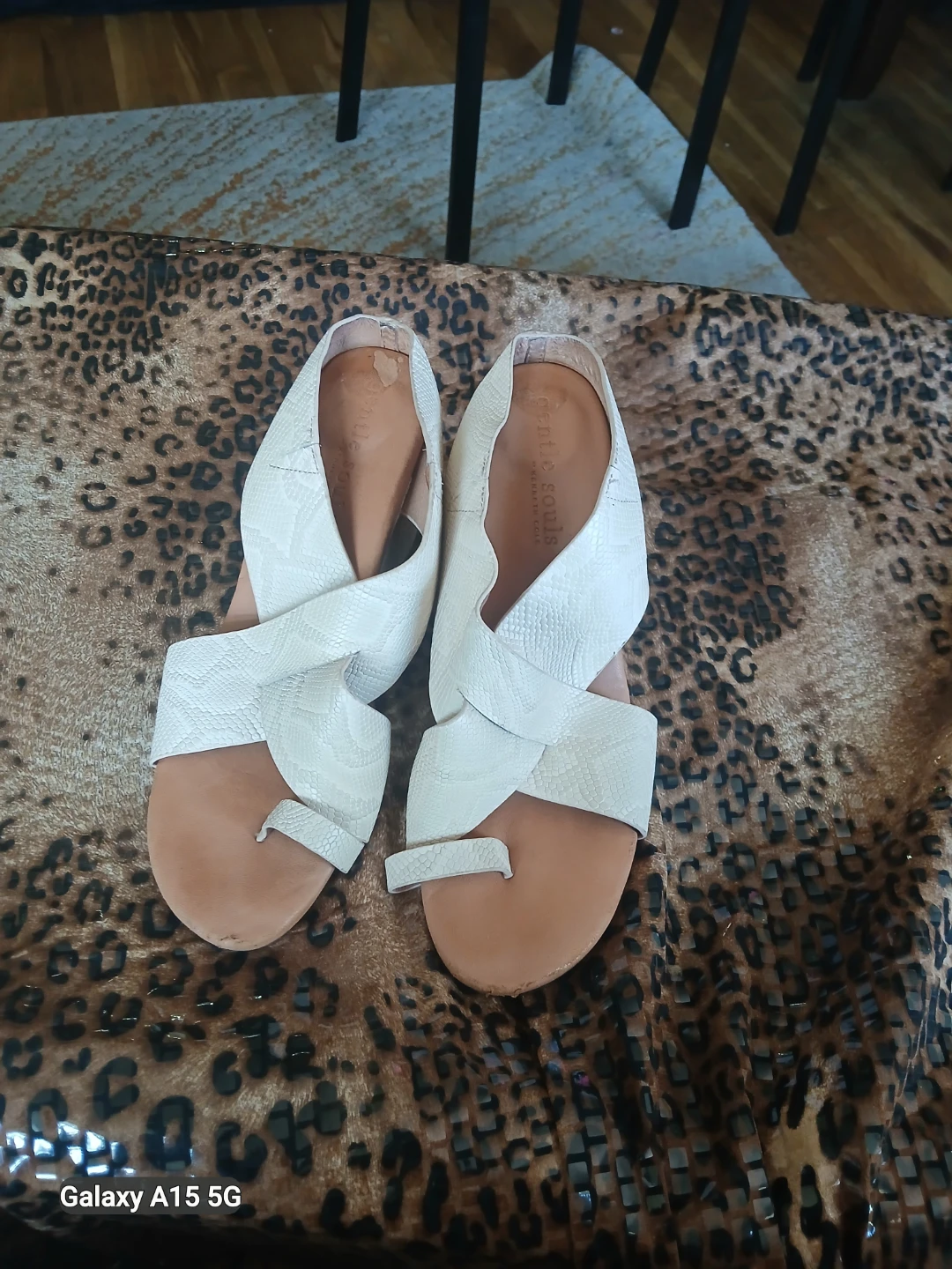Gentle Souls White Criss-Cross Wedge Sandals