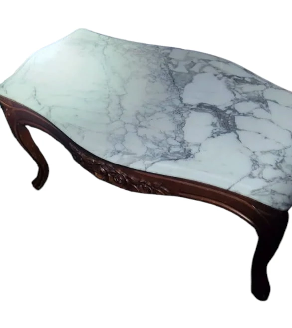 Antique Victorian Coffee Table - Marble Top, Mahogany Base
