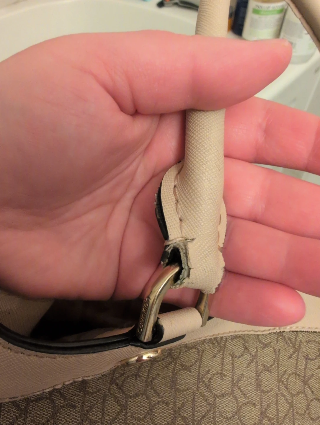 Calvin Klein Monogram Tote Bag - Cream/Brown - photo 2