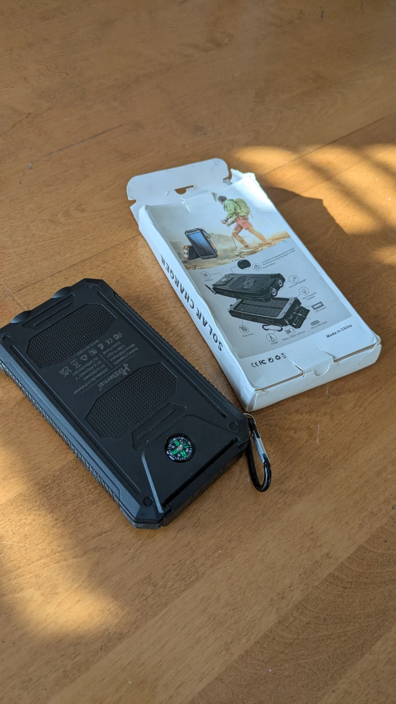 Solar Charger Power Bank with LED Flashlight and Compass - photo 3