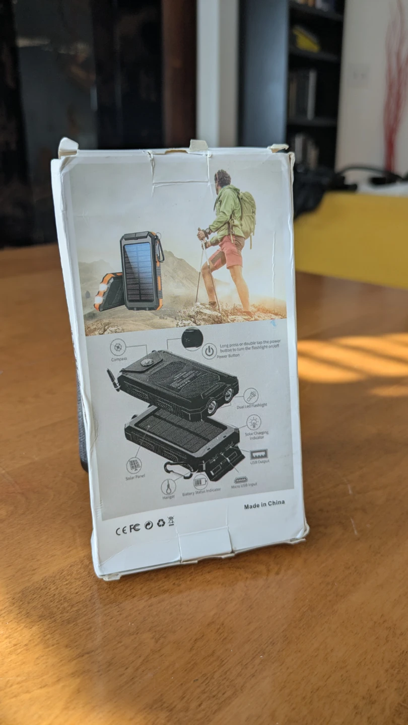 Solar Charger Power Bank with LED Flashlight and Compass - photo 4