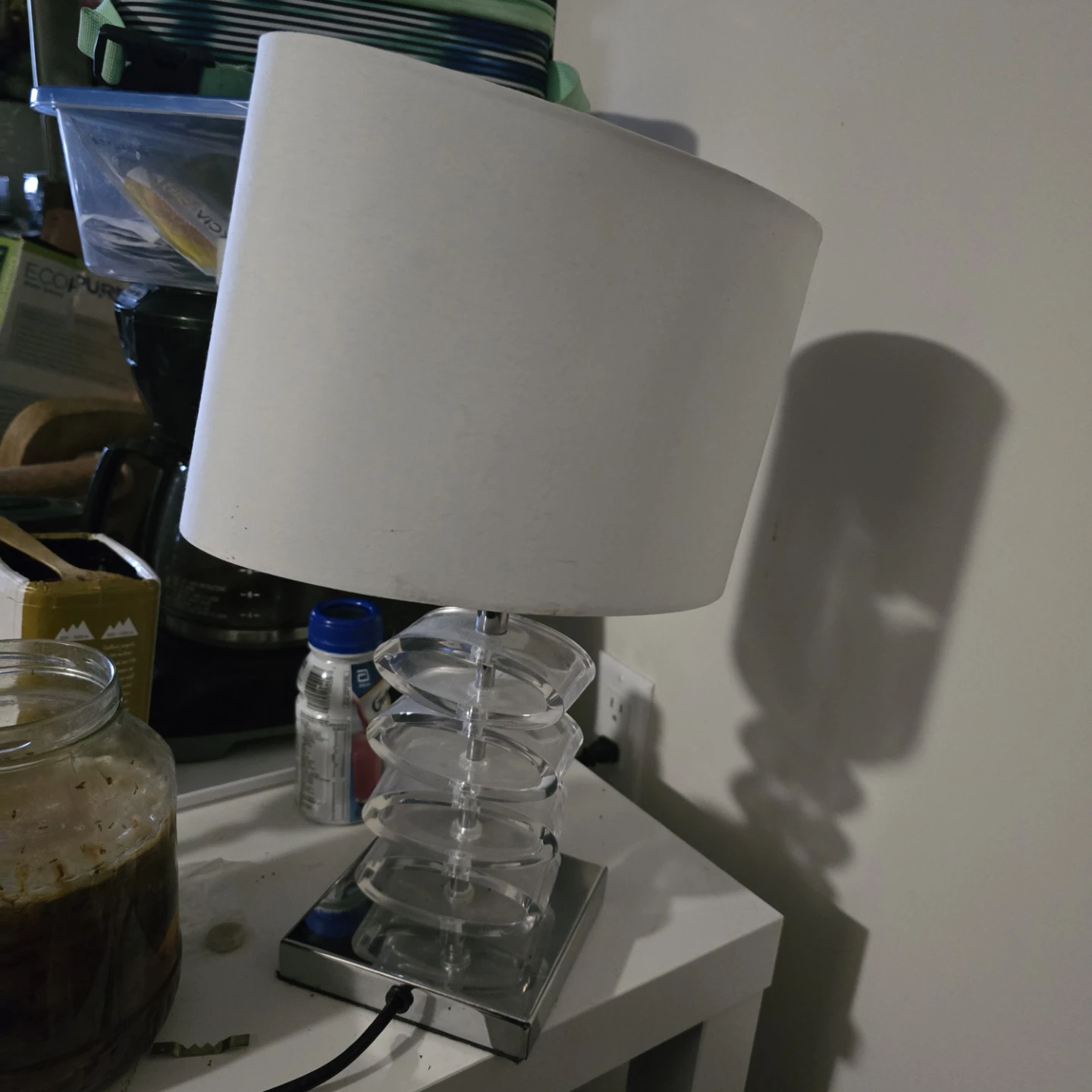 Acrylic Coil Table Lamp with White Shade