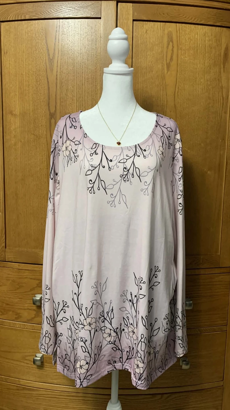 Pink Floral Long Sleeve Top - Size 3XL