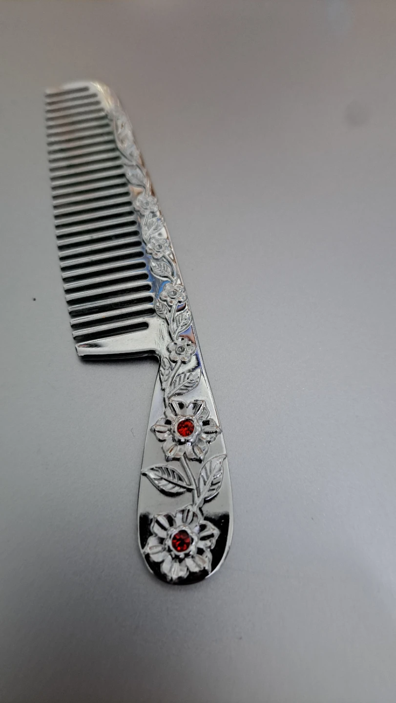Decorative Mini Metal Comb with Floral Design
