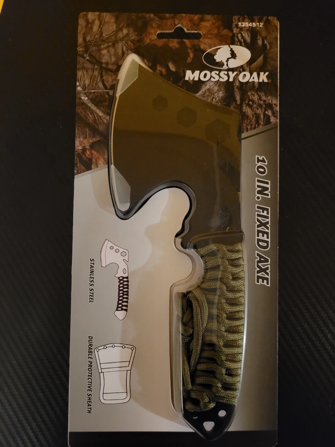 Mossy Oak 10" Fixed Axe with Paracord Handle