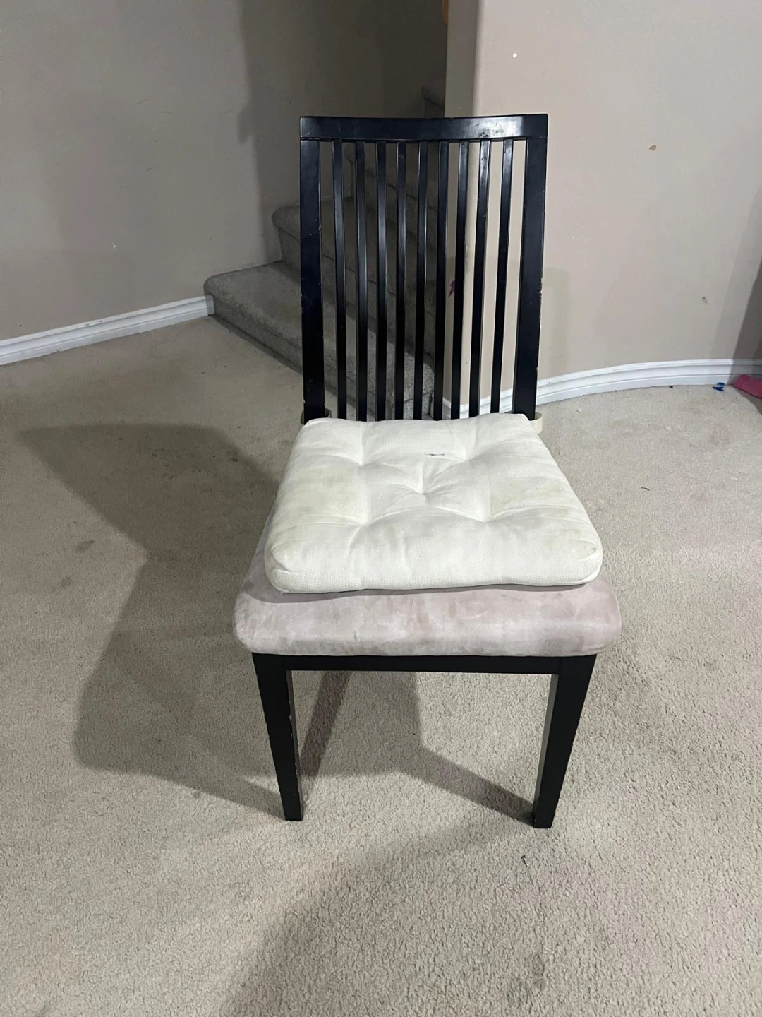 Wooden Dining Chair with Black Upholstered Seat
