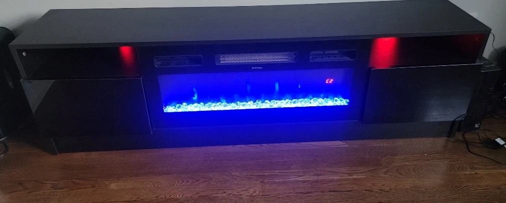 Black Entertainment Console with Electric Fireplace