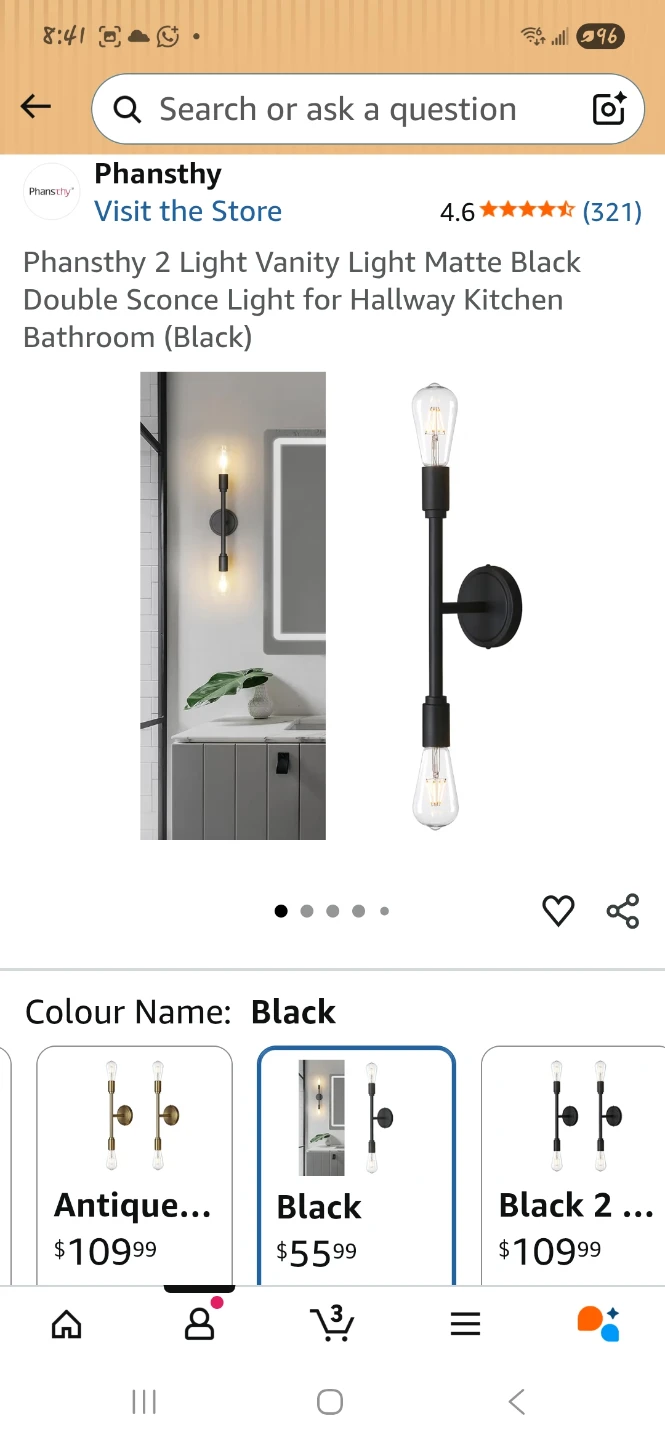 2 Light Vanity Sconce Light - Matte Black 🌱