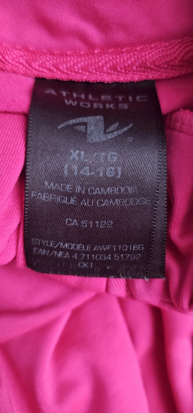 Athletic Works Pink Zip-Up Long Sleeve Top XL (14-16)