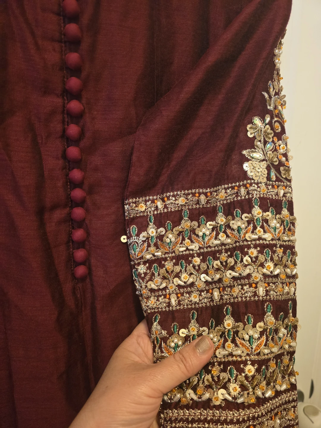 Medium Burgundy Embroidered Kurti