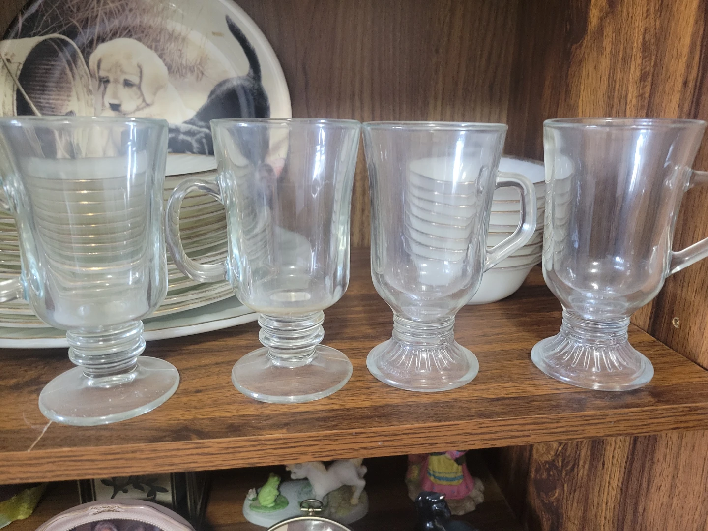 Set of 4 Clear Glass Irish Coffee Mugs with Handles