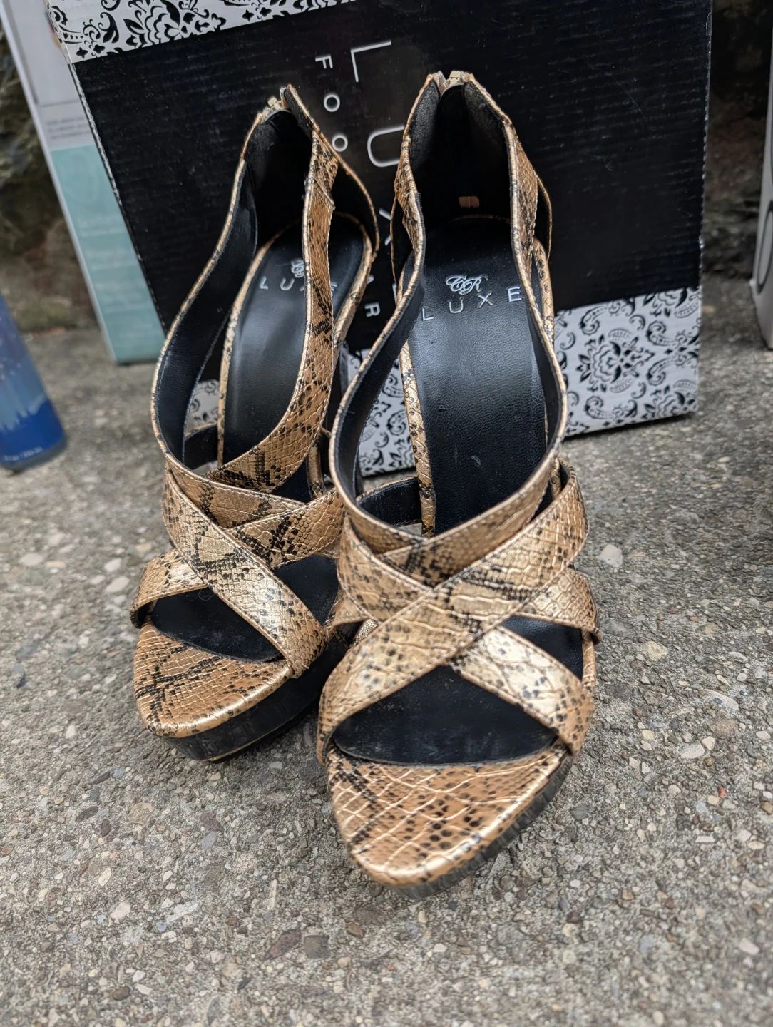 Luxe Footwear Snake Print Strappy Heels - photo 4