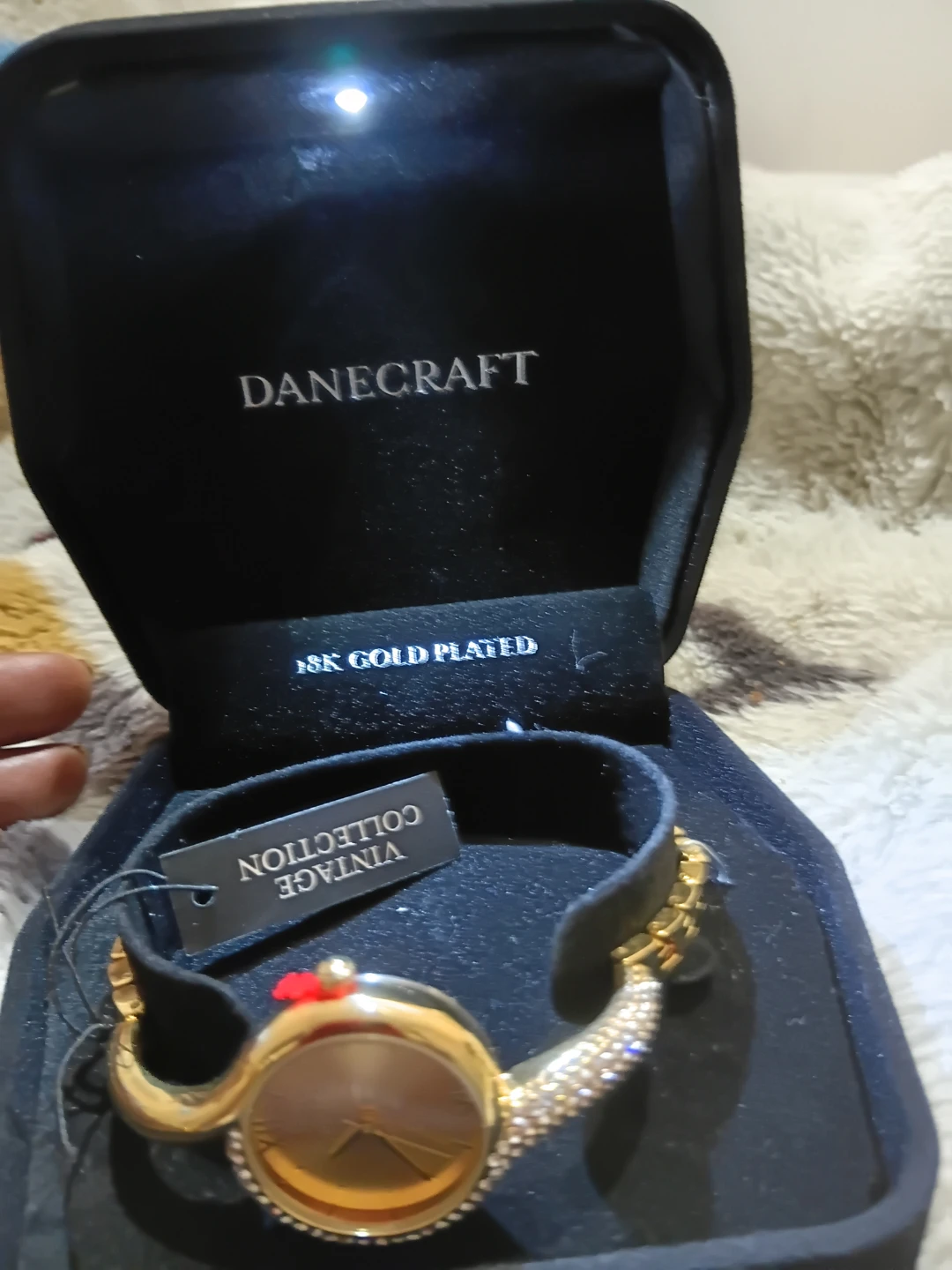 Danecraft 18K Gold Plated Bangle Watch with Crystals - photo 2