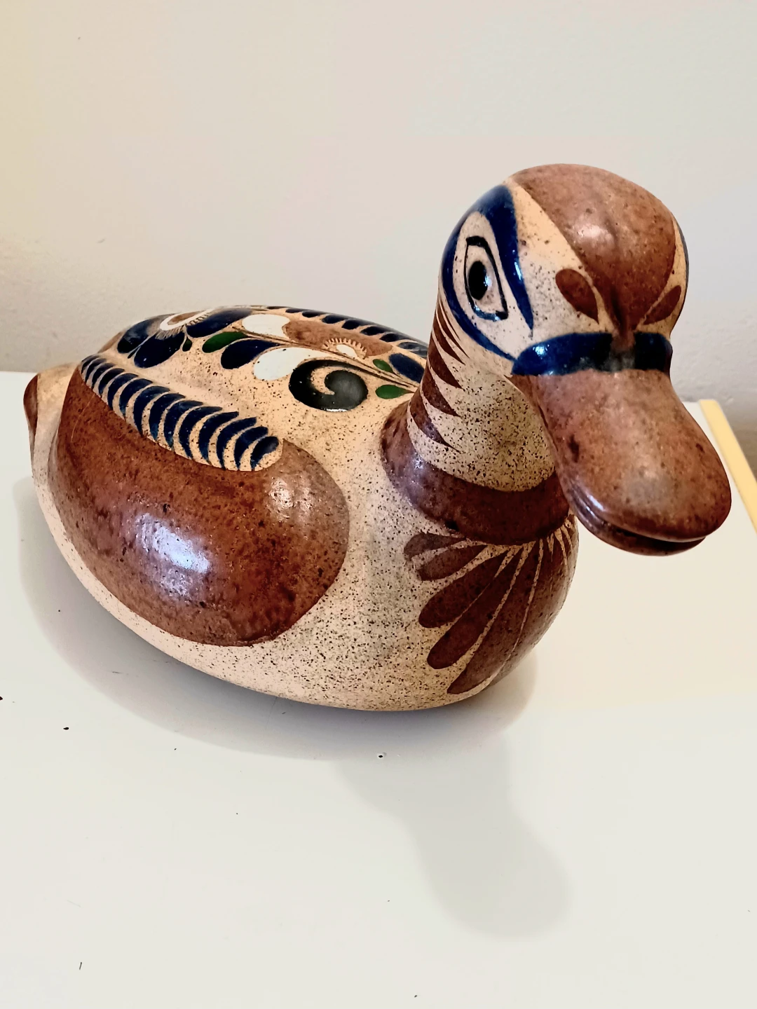 14" Vtg Signed Artist Hand Crafted Stoneware Tonala Duck - photo 2