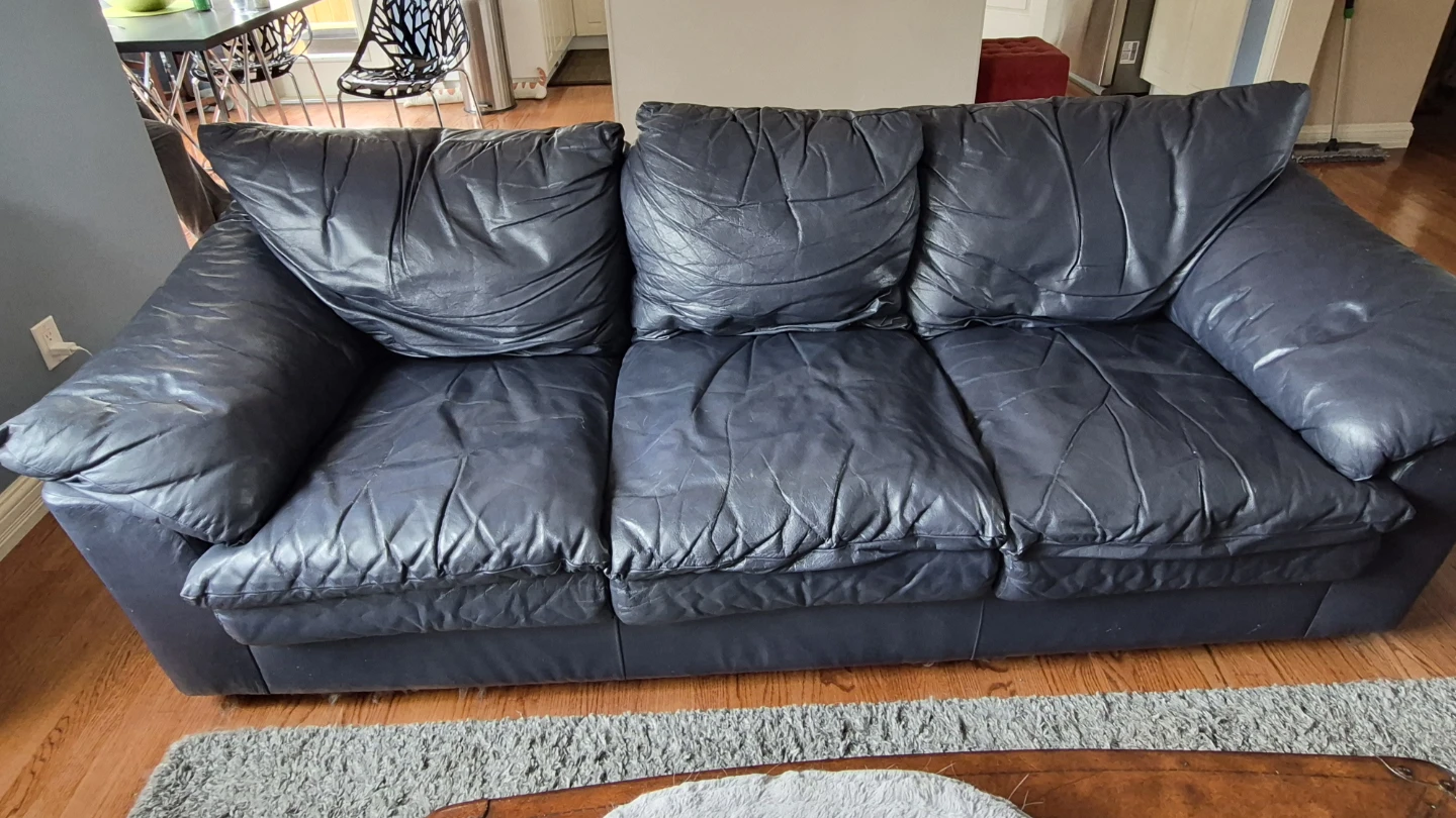 Navy Blue Leather Sofa
