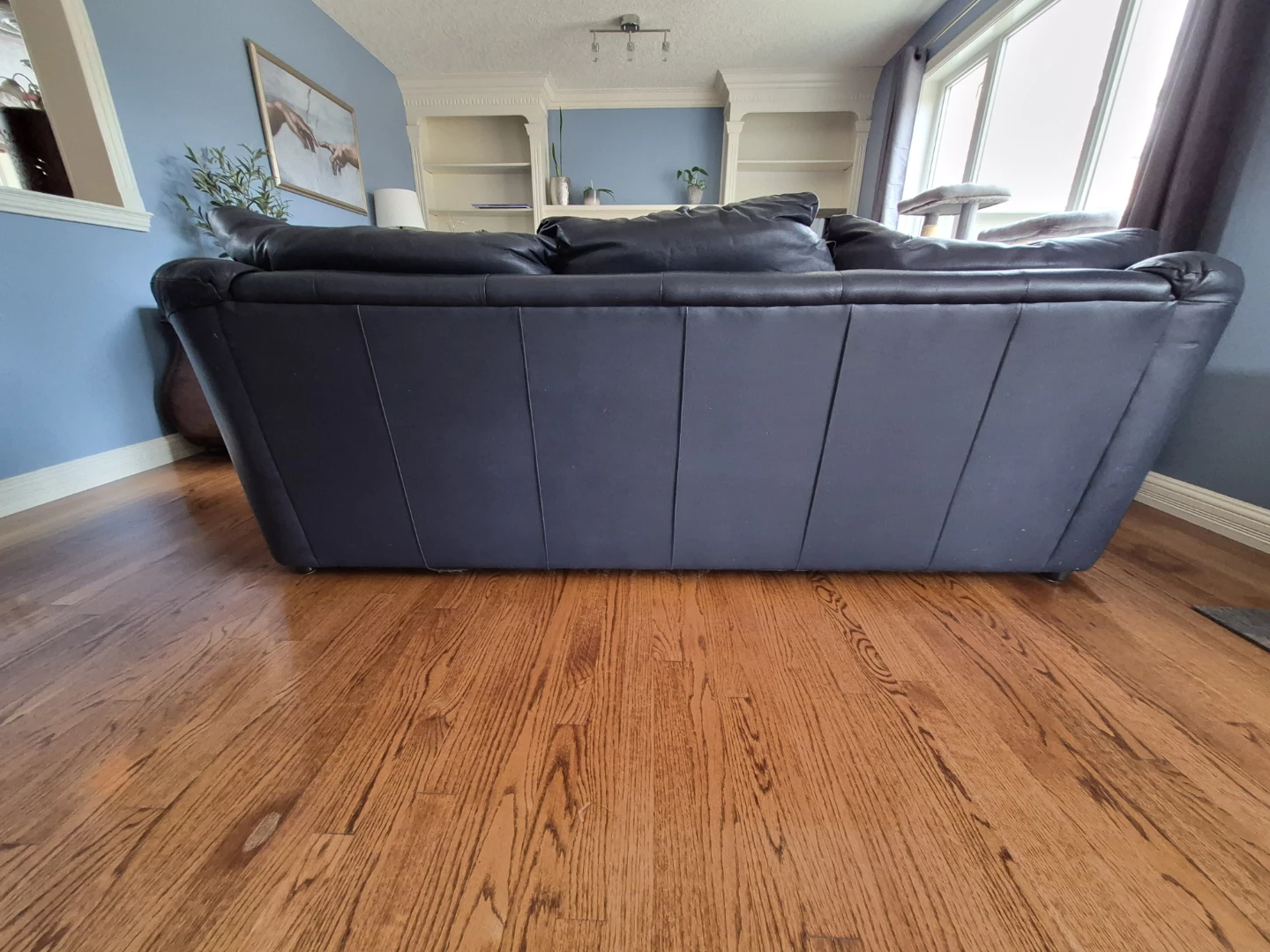 Navy Blue Leather Sofa - photo 2