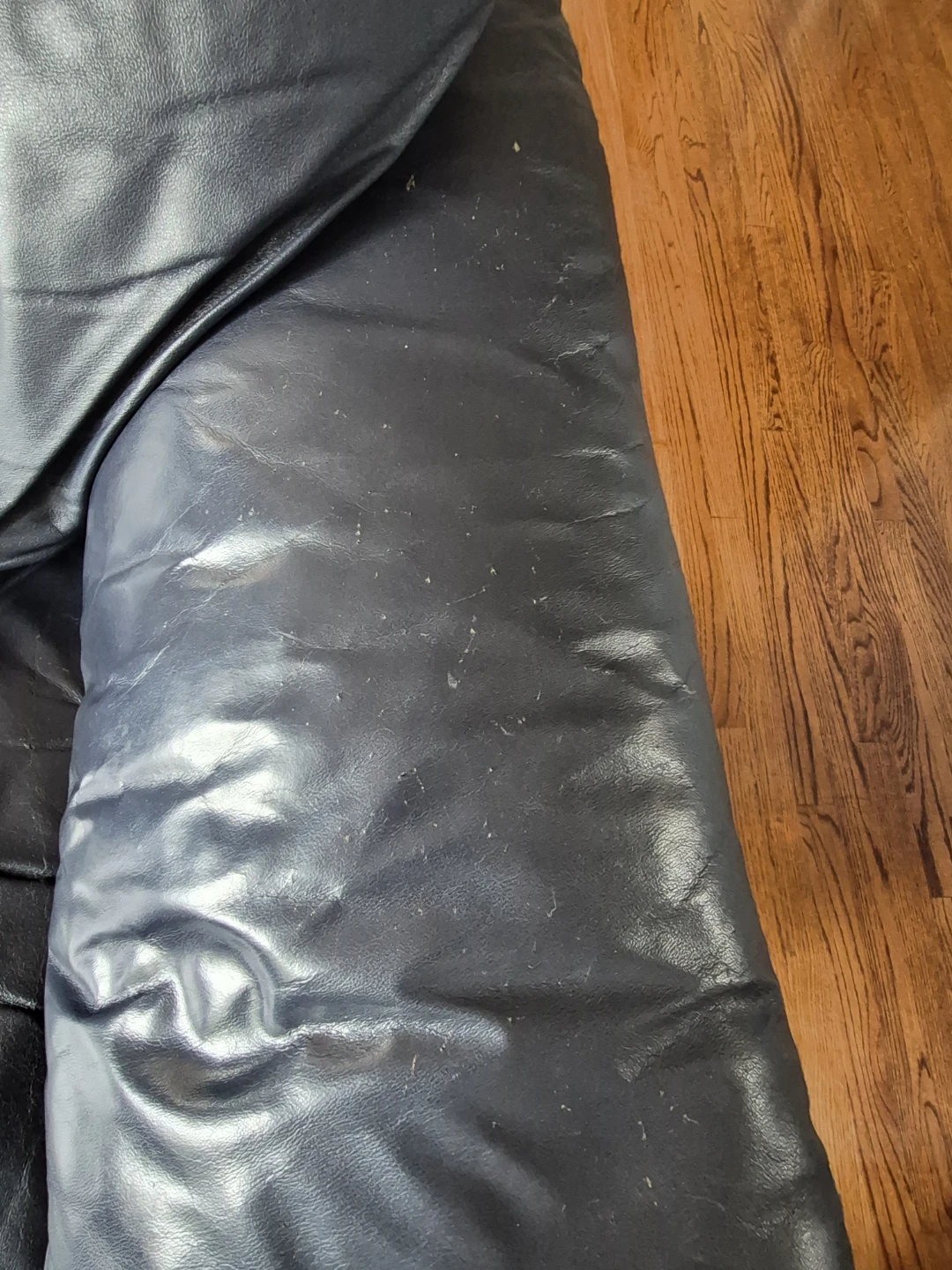 Navy Blue Leather Sofa - photo 3