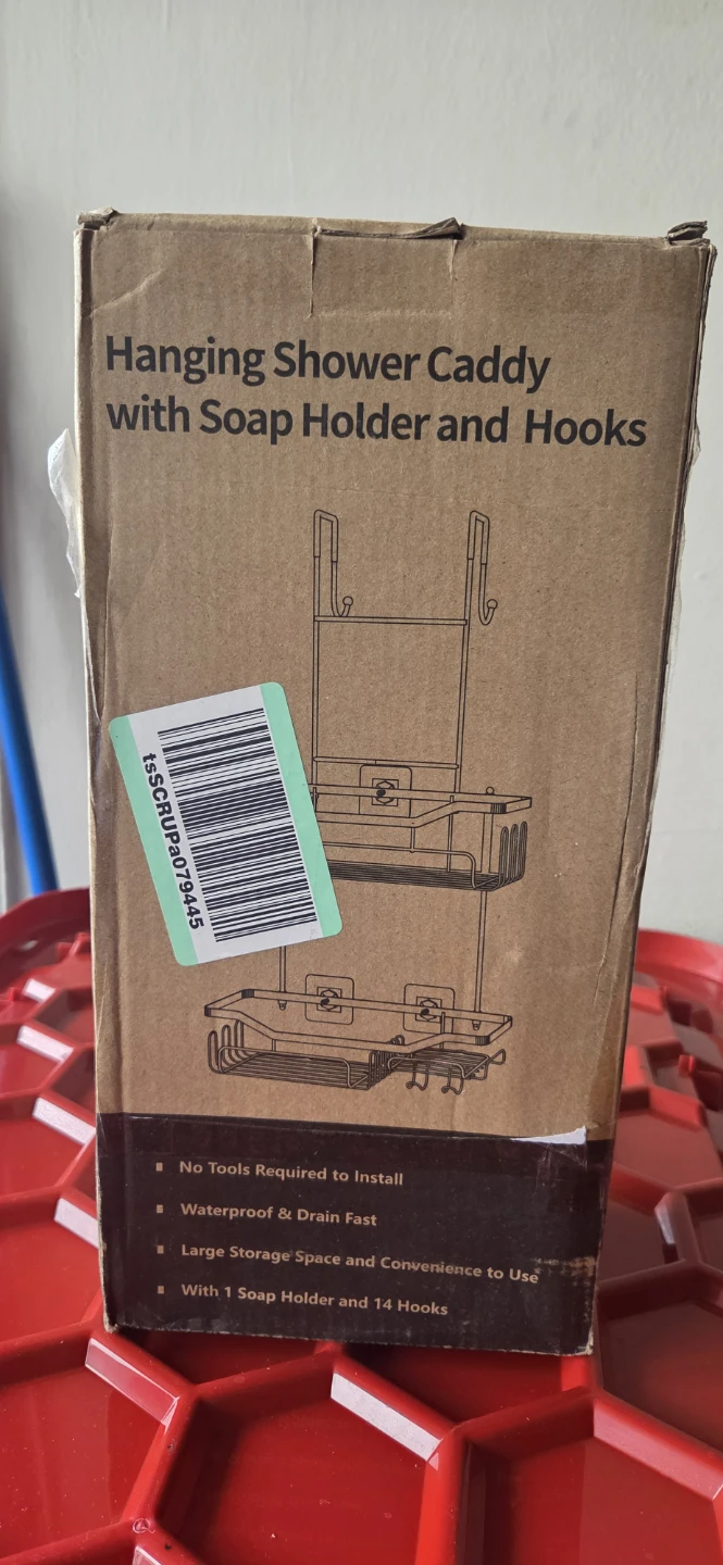 Brand New Hanging Shower Caddy with Soap Holder & Hooks