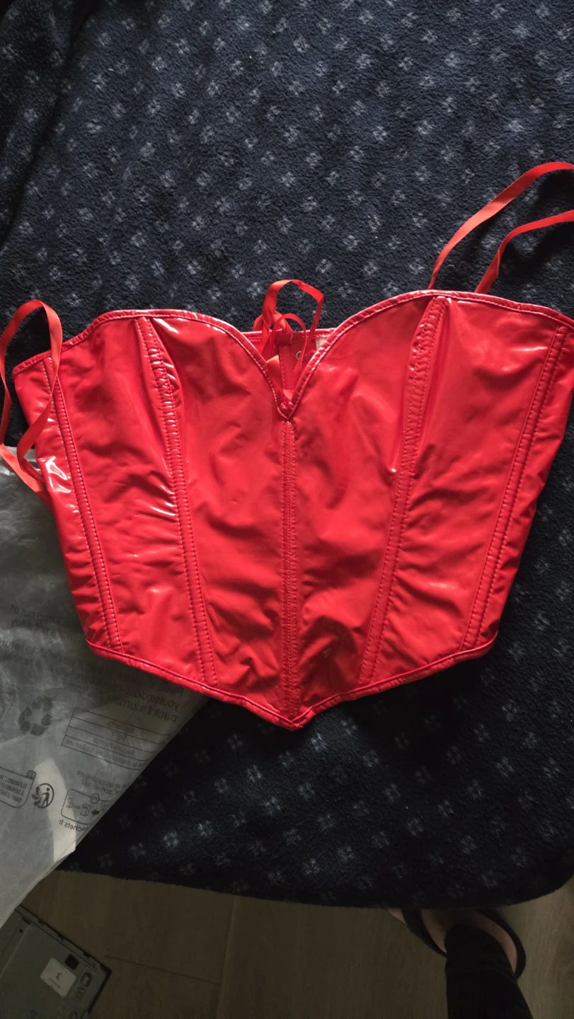 Red Faux Leather Corset - XL - photo 4