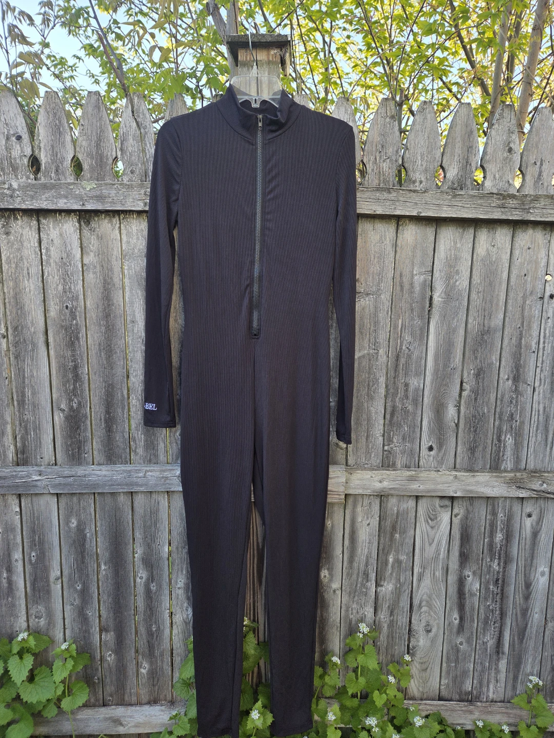 Lucky Label Black Ribbed Full Zip Jumpsuit
