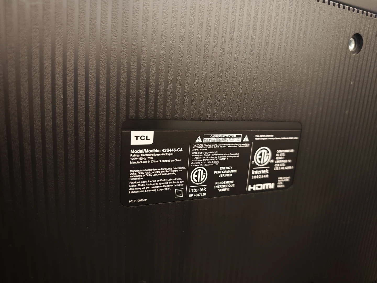 Like New TCL 43" 4K UHD HDR smart Google TV. (43S446) - photo 2
