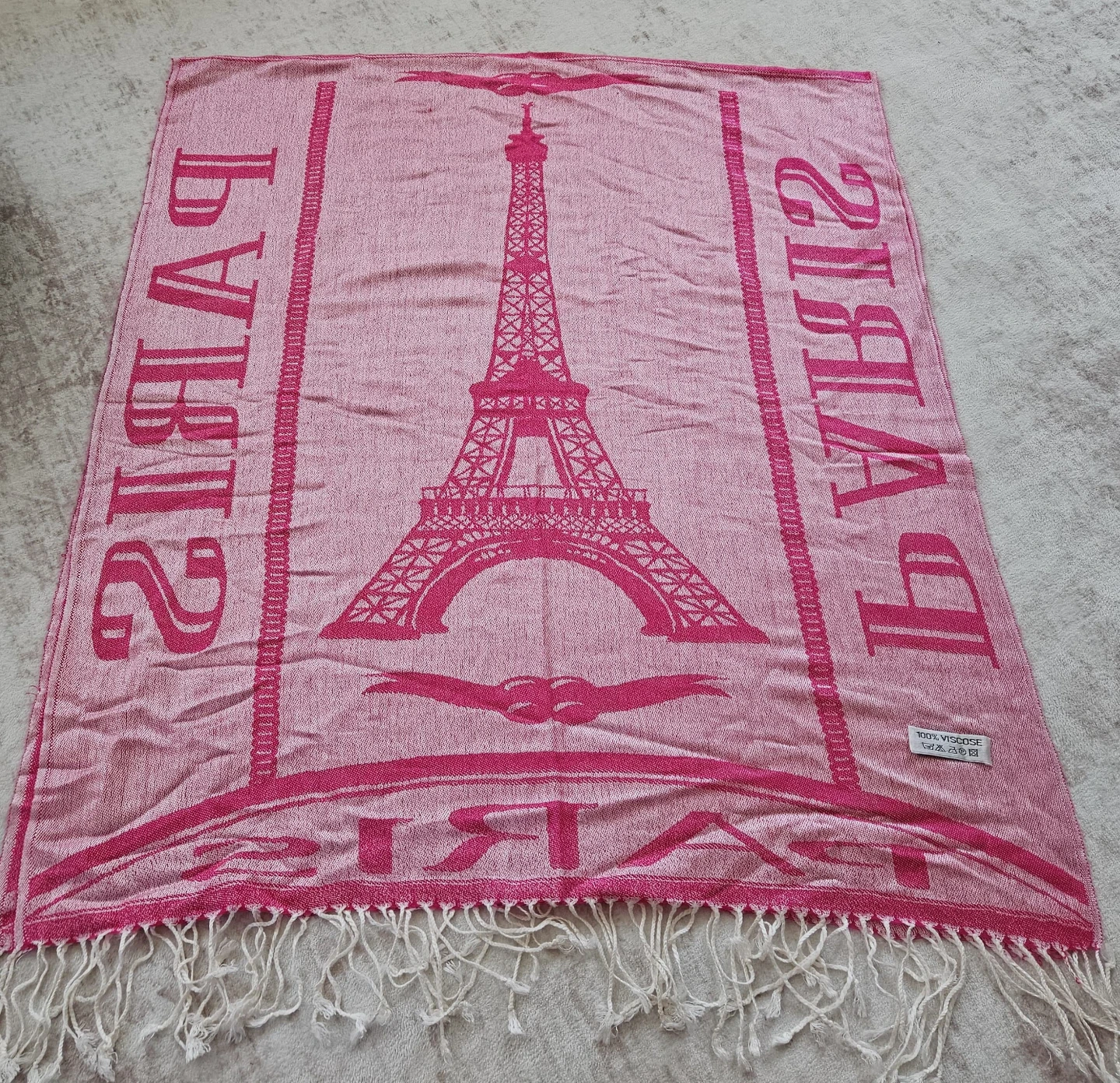 Pink Paris Eiffel Tower Viscose Scarf