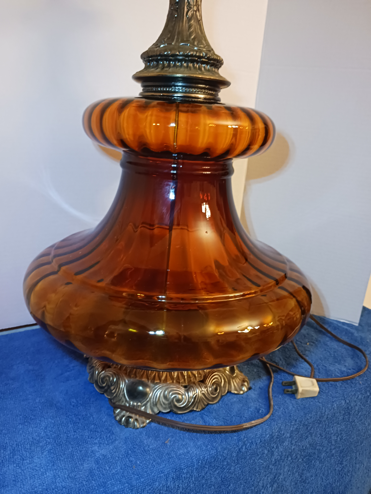 1972 EF & EF Industries,Inc.MCM Amber Glass Table Lamp, 31" tall - photo 2