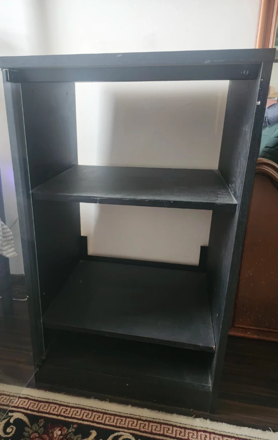 Black media shelf with glass door - photo 2