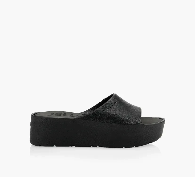 Jelly Platform Slide Sandals - Black
