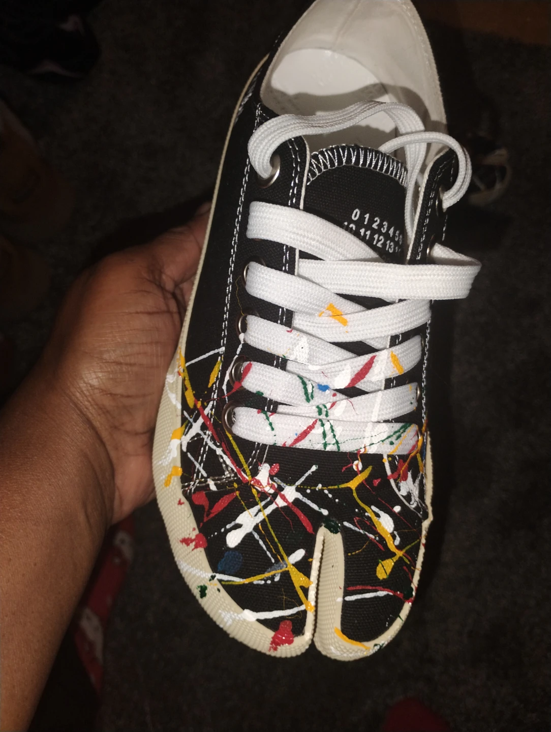 Maison Margiela Tabi Sneakers Black Paint Splatter