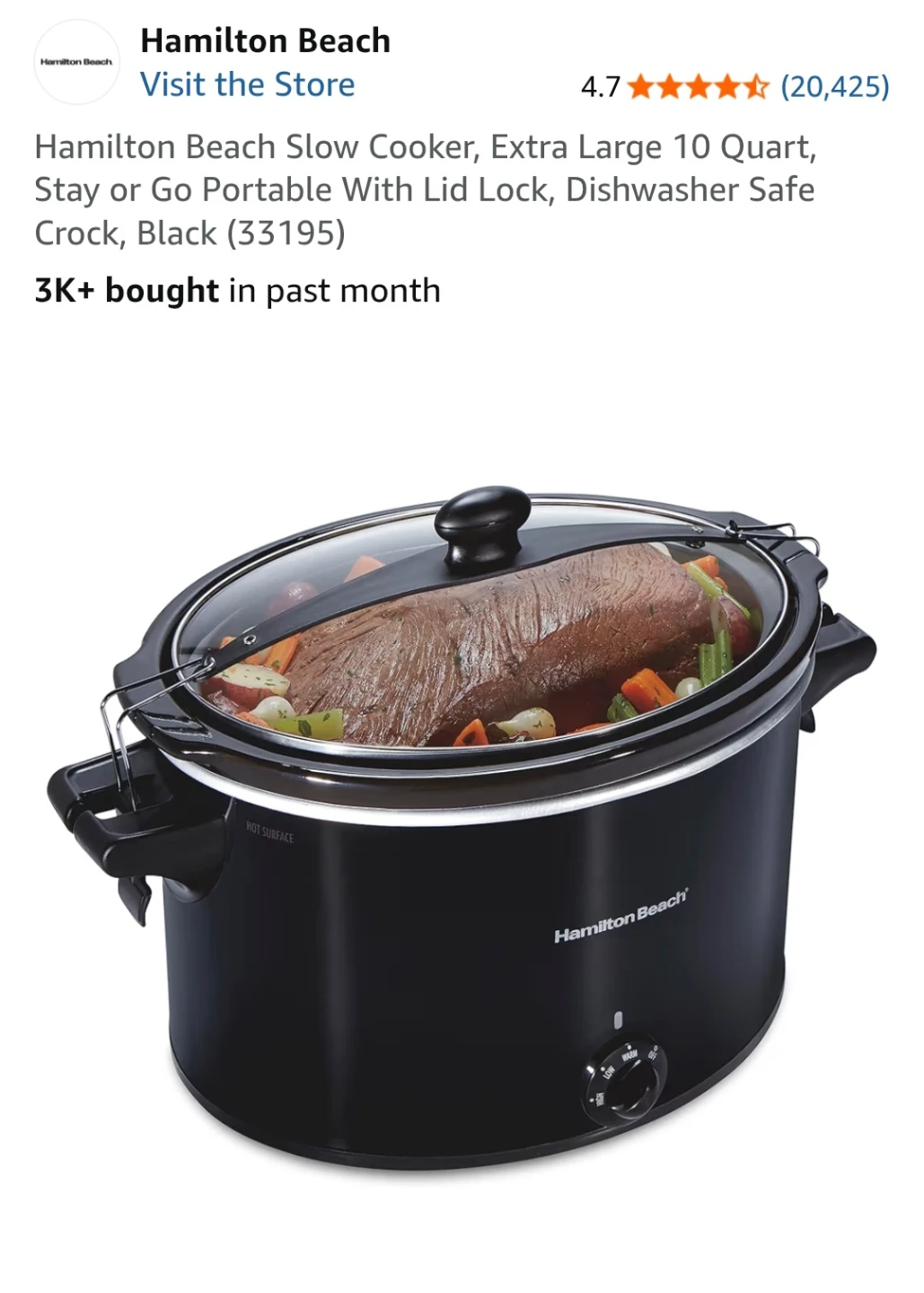 Hamilton Beach 10 Quart Slow Cooker - photo 4